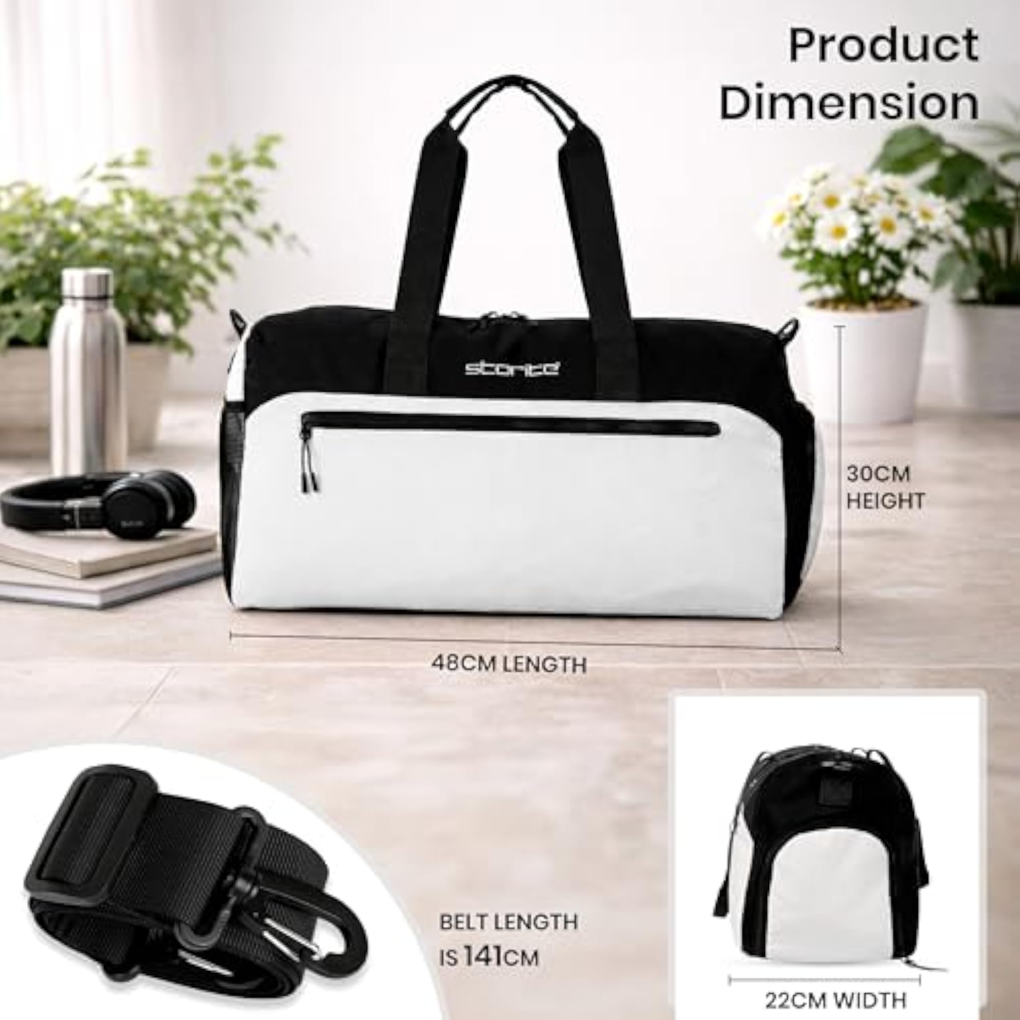 Travel Duffel Bag with Shoe Compartment, Grey